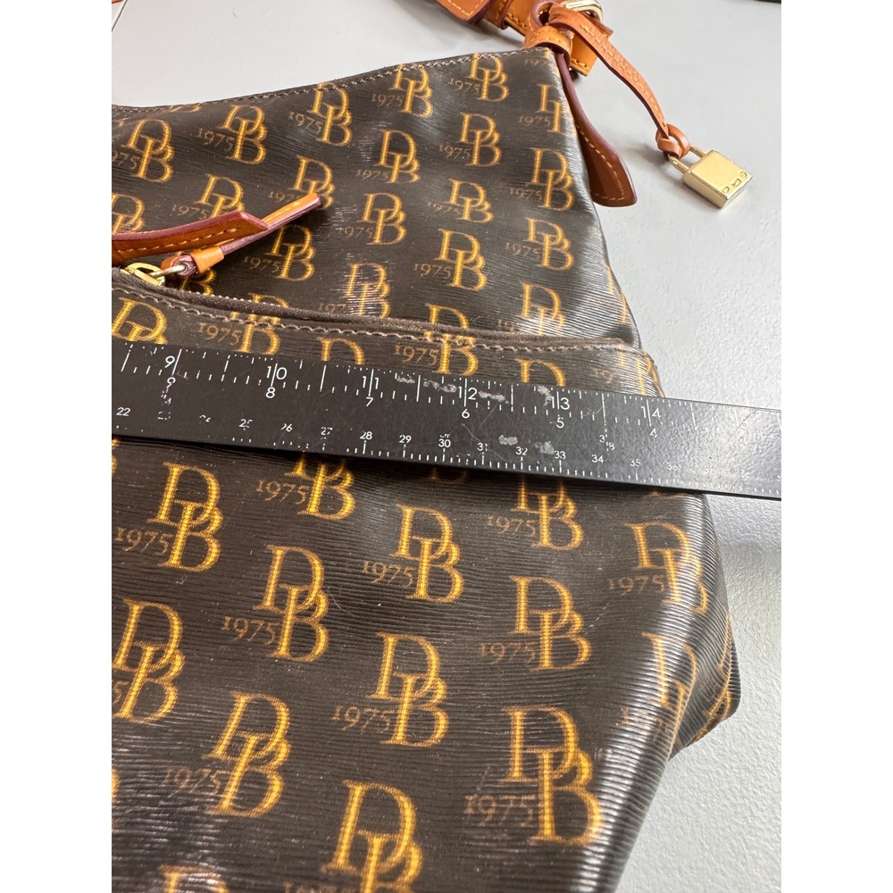 Dooney & Bourke Hobo Bag Womens Large Brown Monogram Coated Canvas Leather Trim - Picture 11 of 13